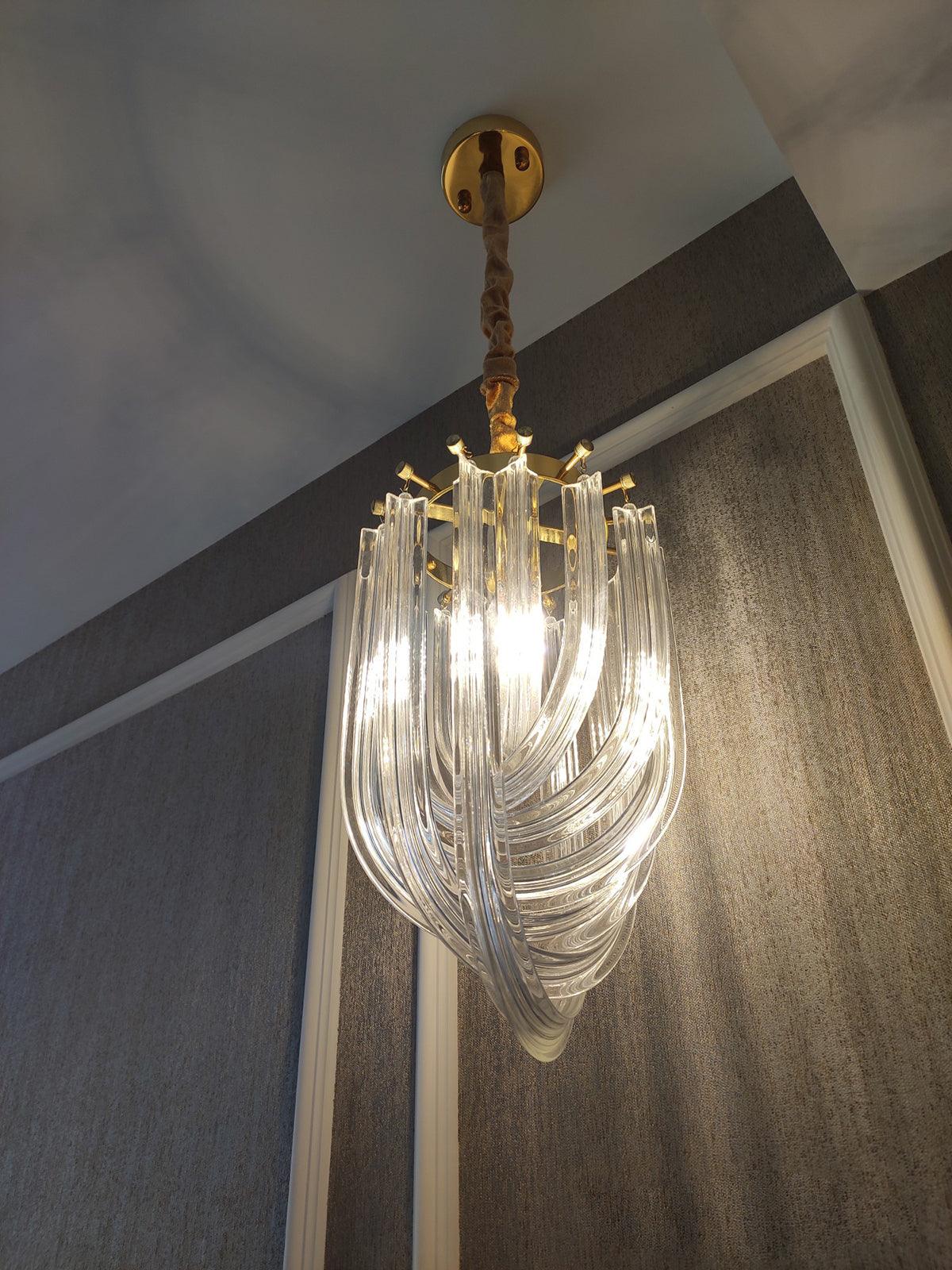 Aurora Chandelier Clear Curved Tiered - Letslighting