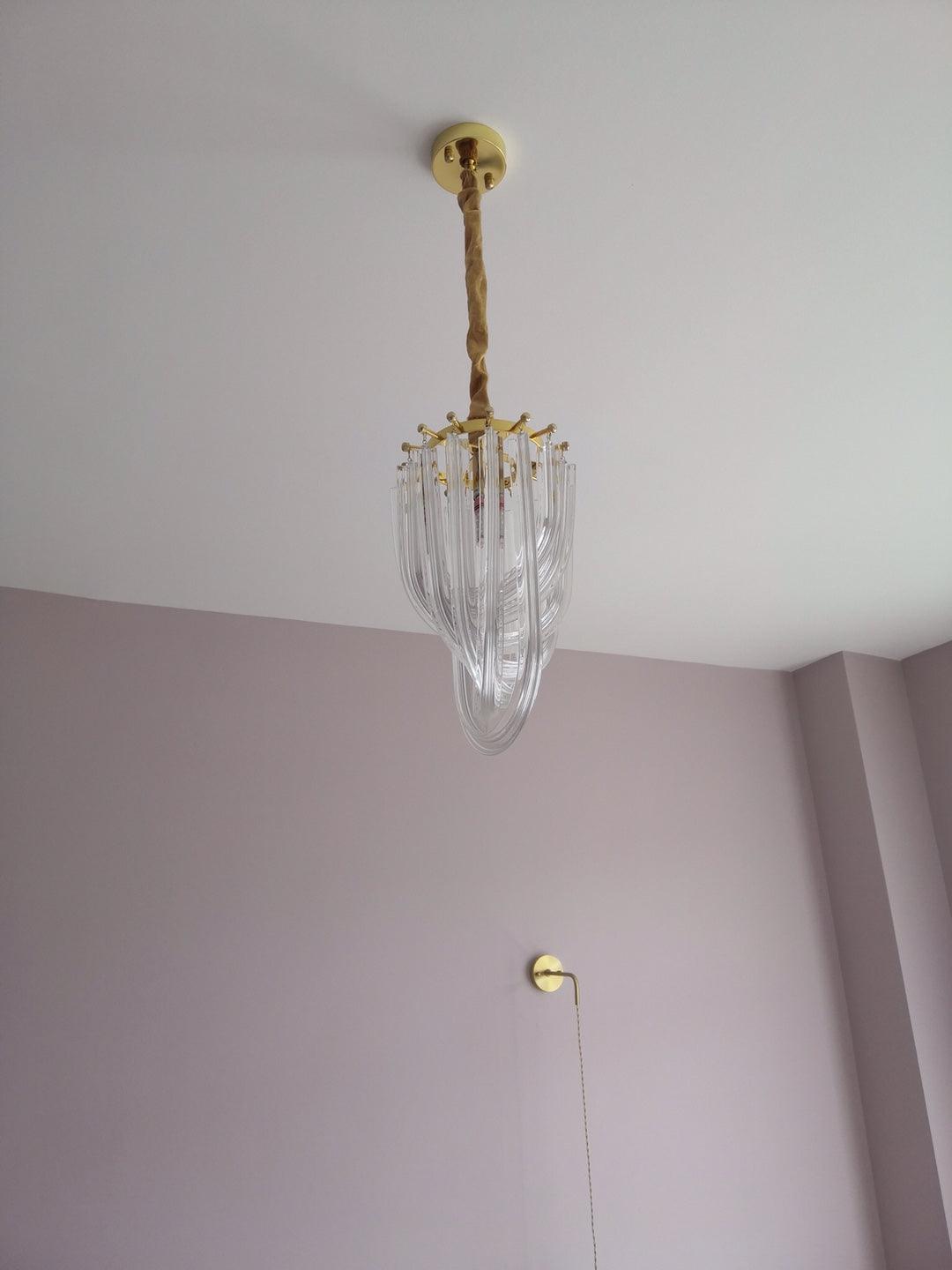 Aurora Chandelier Clear Curved Tiered - Letslighting