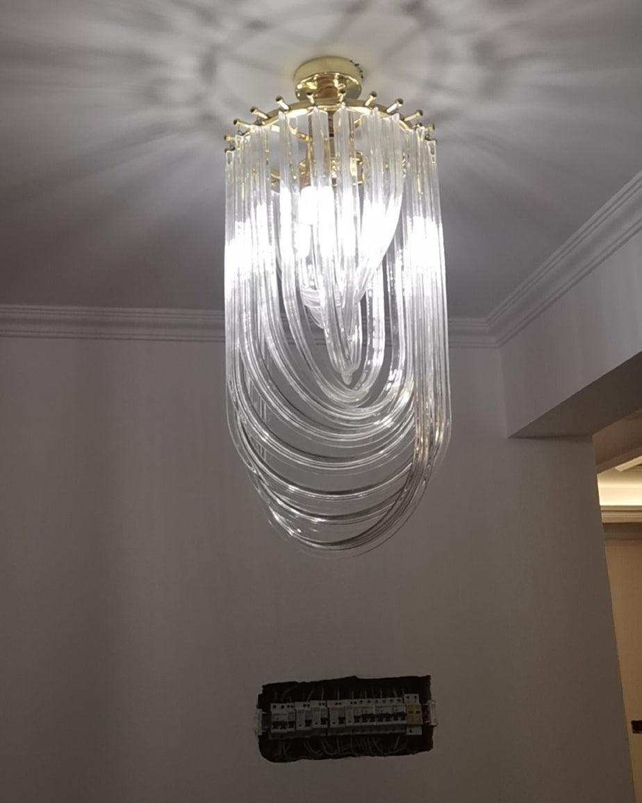 Aurora Chandelier Clear Curved Tiered - Letslighting