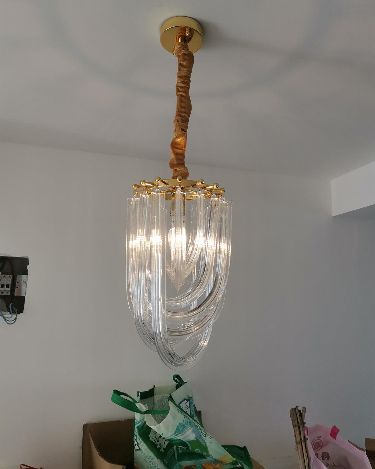 Aurora Chandelier Clear Curved Tiered - Letslighting