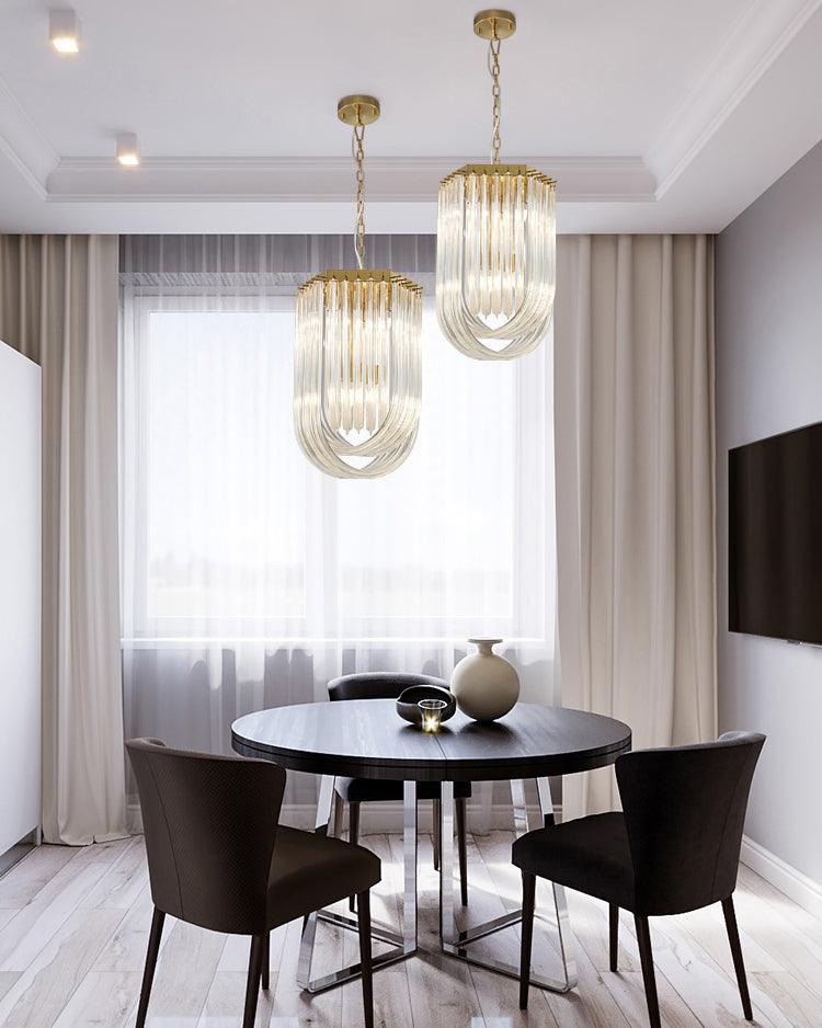 Aurora Chandelier Clear Curved Tiered - Letslighting