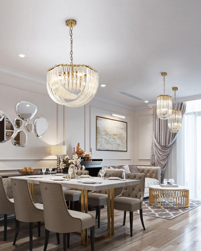Aurora Chandelier Clear Curved Tiered - Letslighting