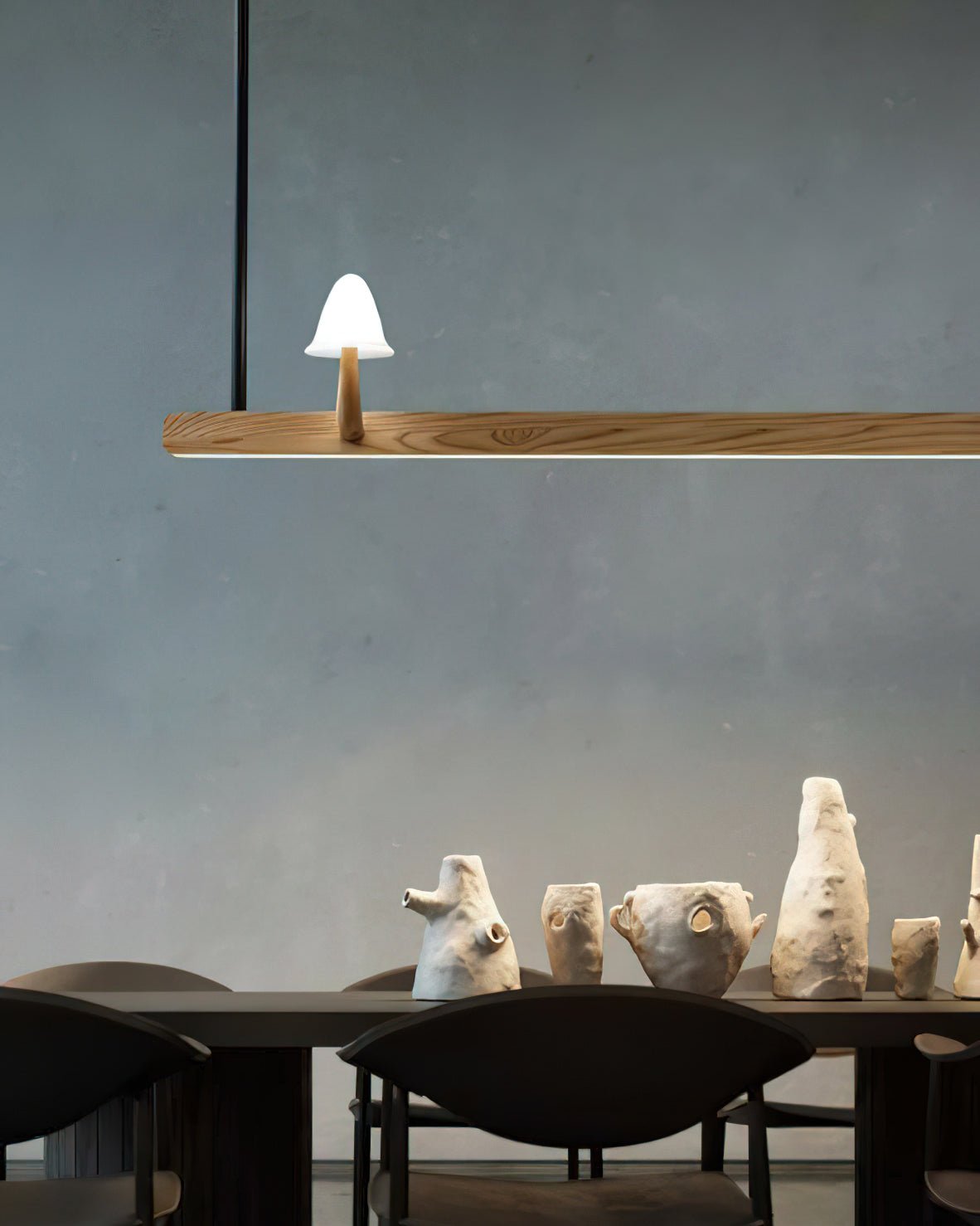 Lustra Chandelier Mushroom Wooden Minimalist Modern - Letslighting
