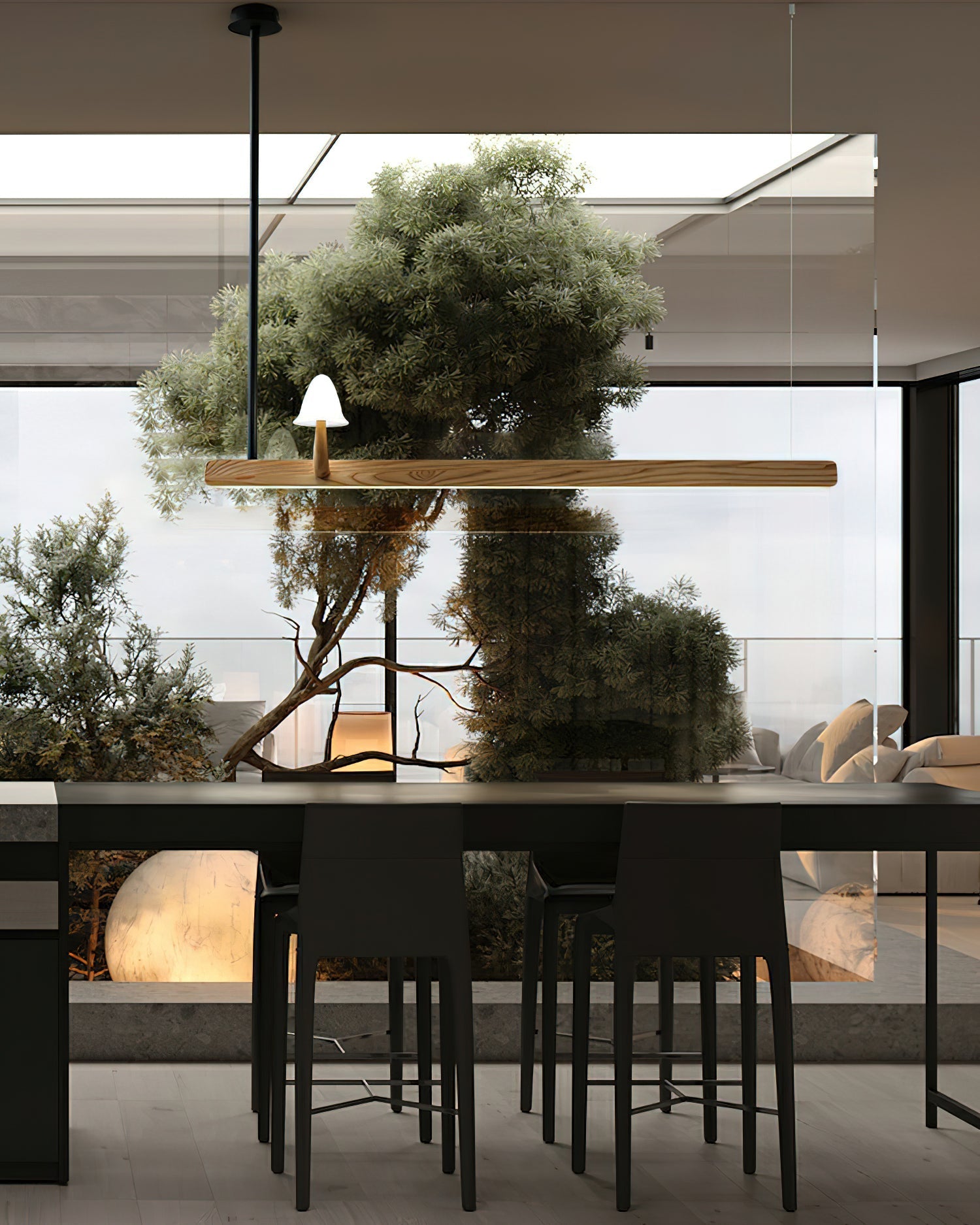 Lustra Chandelier Mushroom Wooden Minimalist Modern - Letslighting