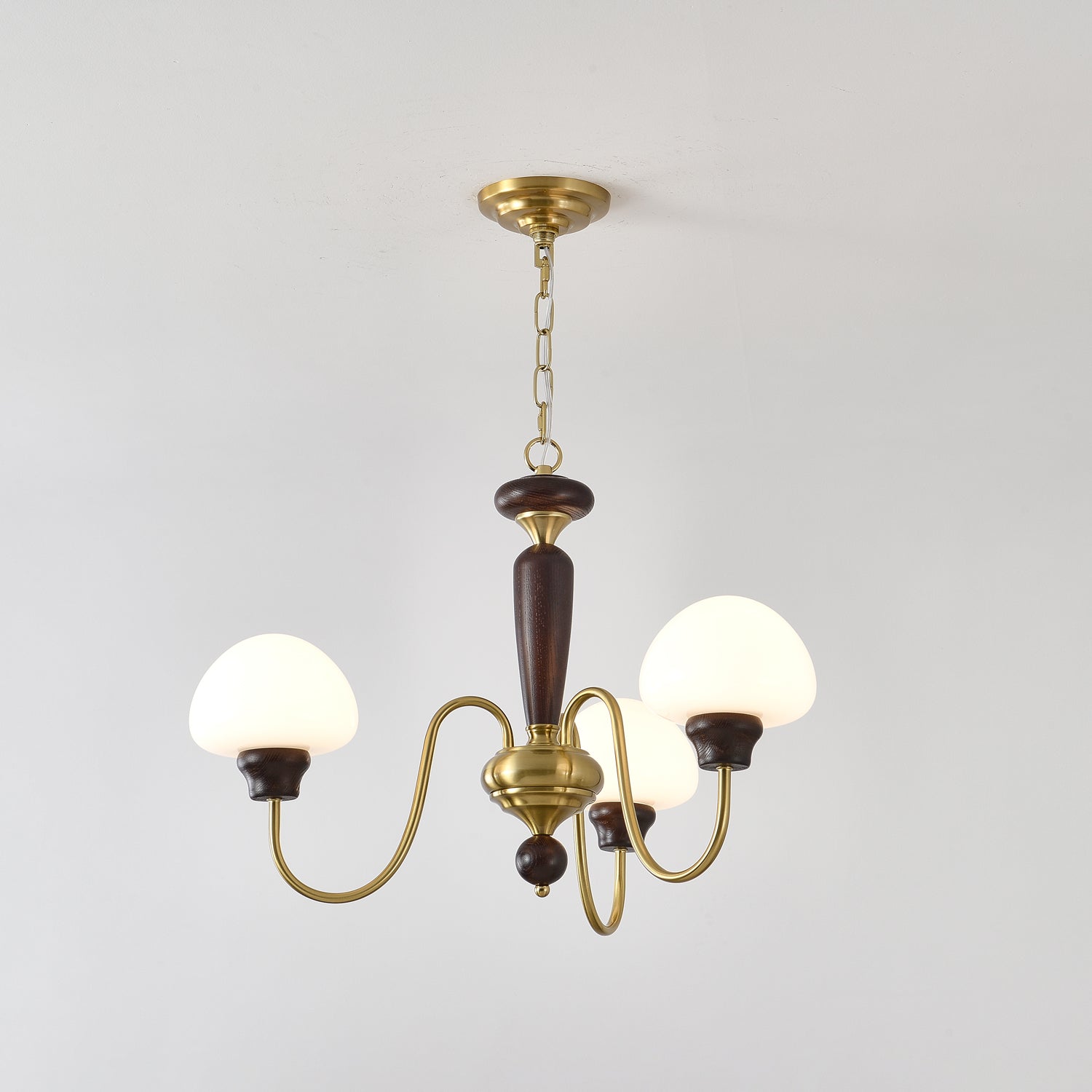 Lustra Chandelier Brass Wood Mushroom Classic - Letslighting
