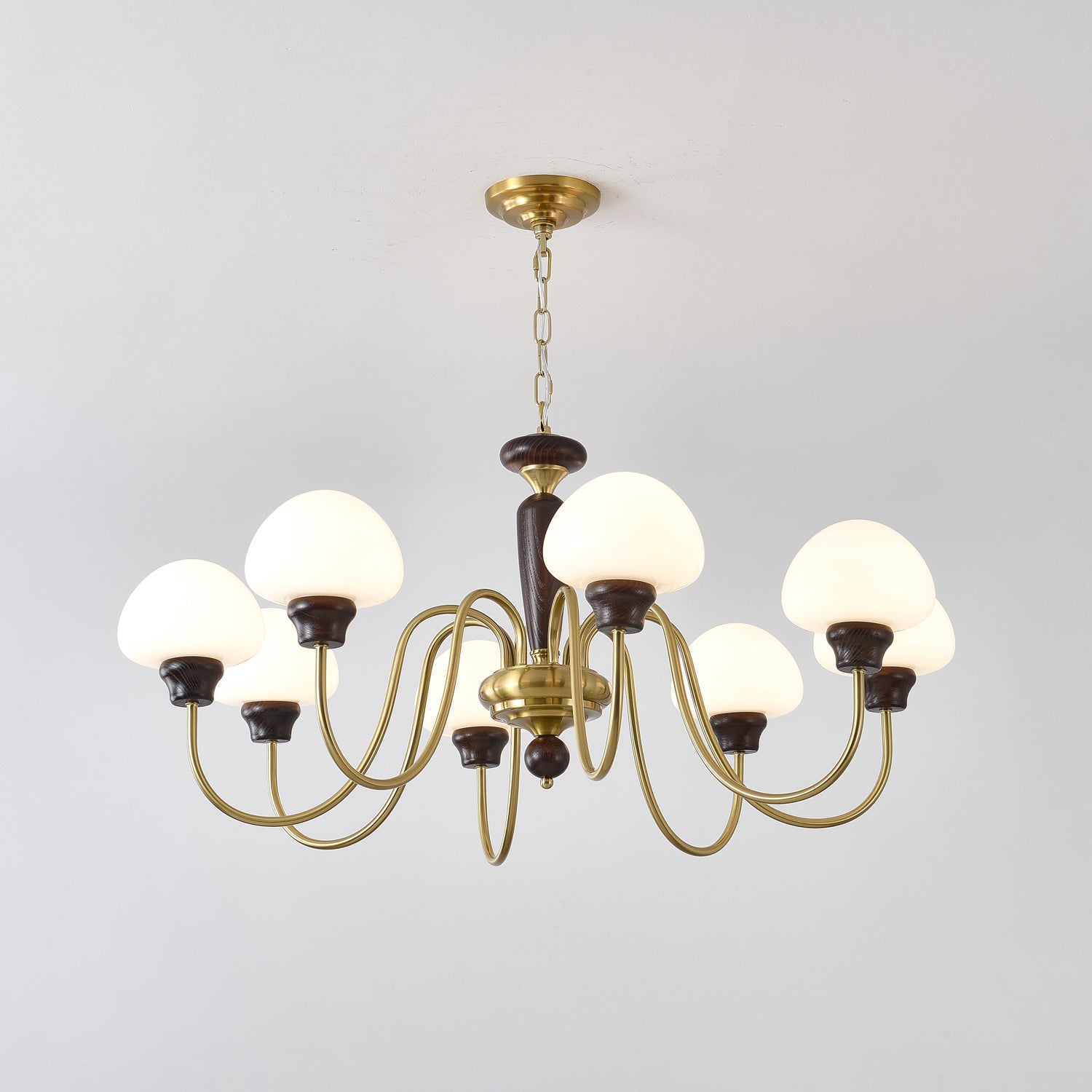 Lustra Chandelier Brass Wood Mushroom Classic - Letslighting