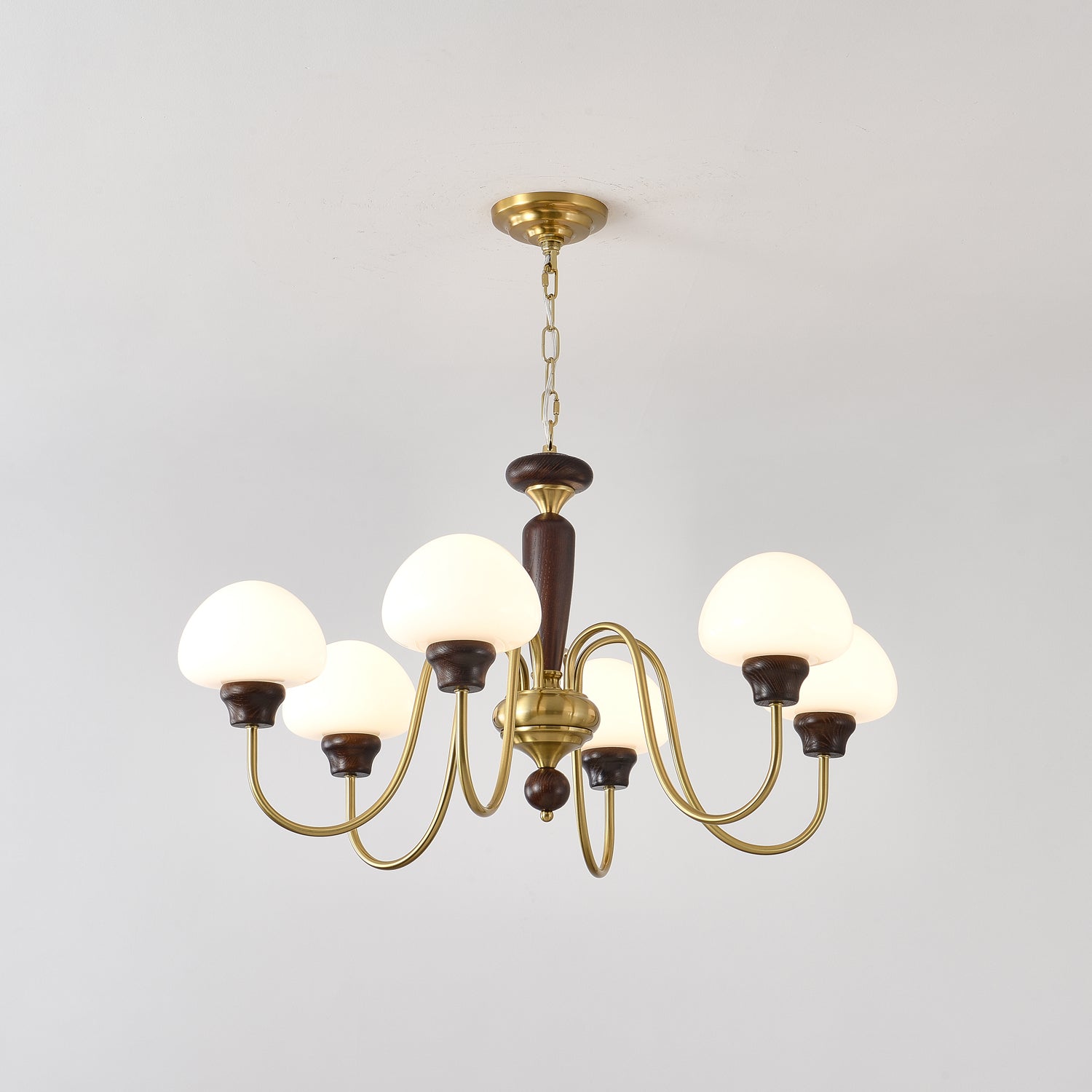 Lustra Chandelier Brass Wood Mushroom Classic - Letslighting