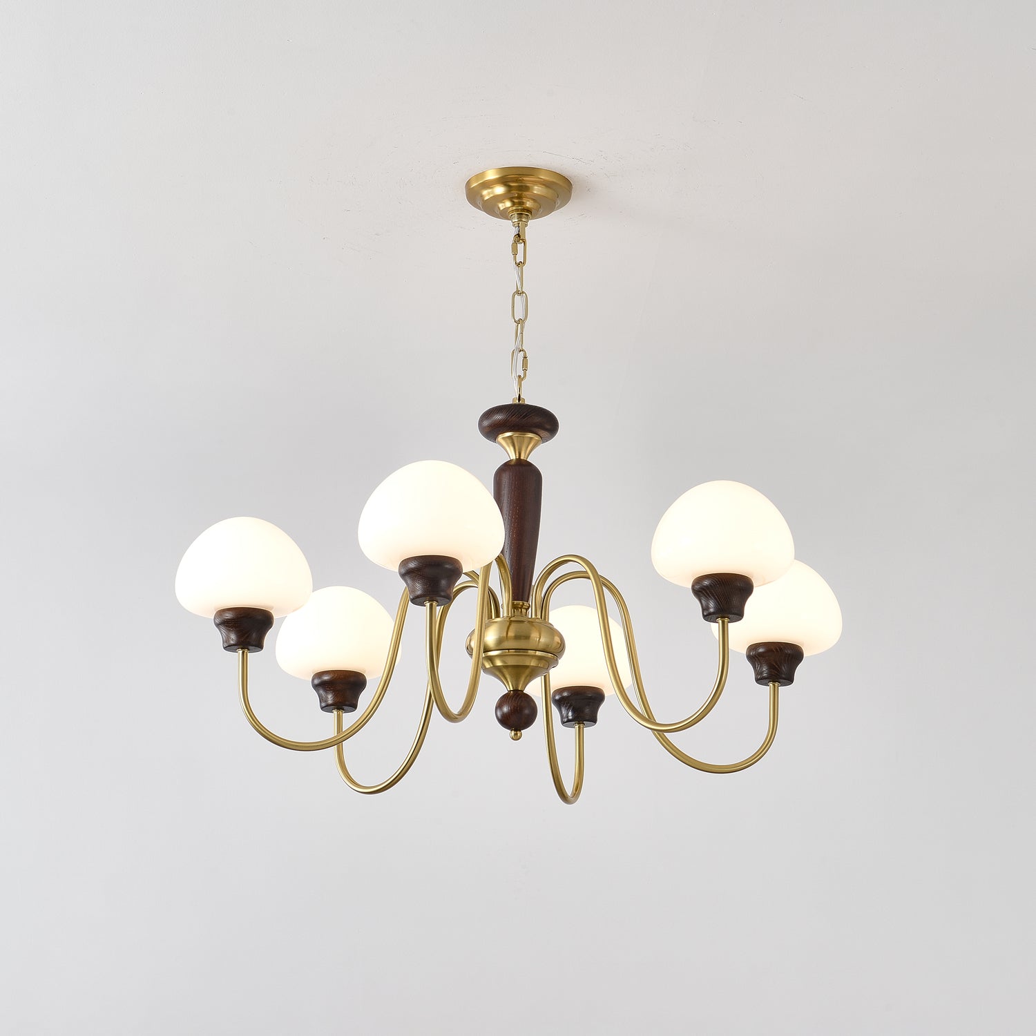 Lustra Chandelier Brass Wood Mushroom Classic - Letslighting