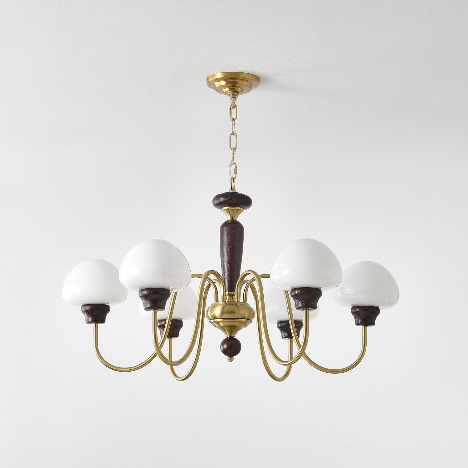 Lustra Chandelier Brass Wood Mushroom Classic - Letslighting