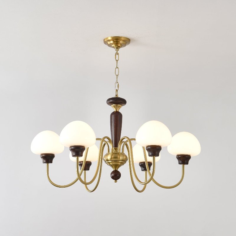 Lustra Chandelier Brass Wood Mushroom Classic - Letslighting