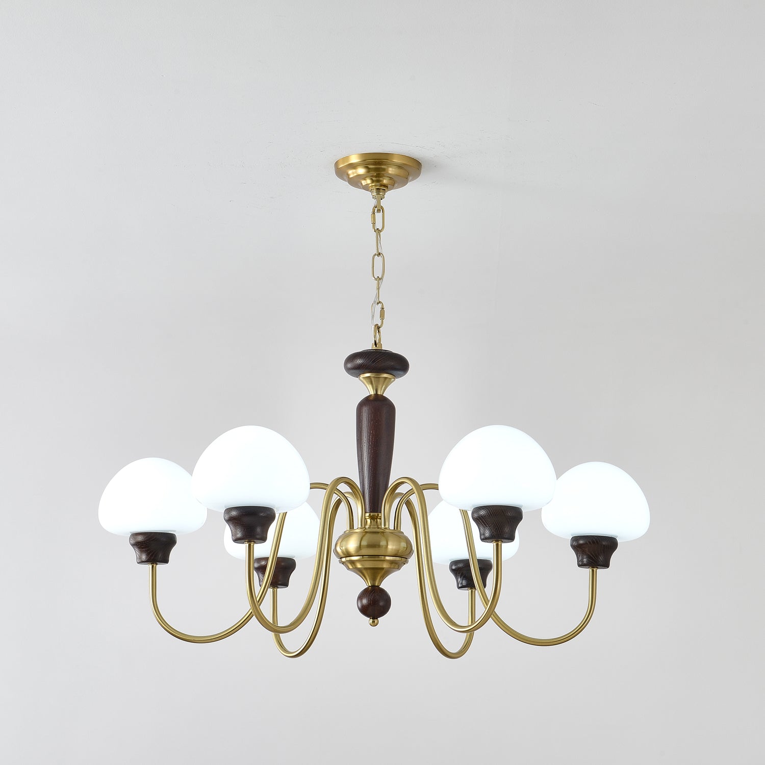 Lustra Chandelier Brass Wood Mushroom Classic - Letslighting