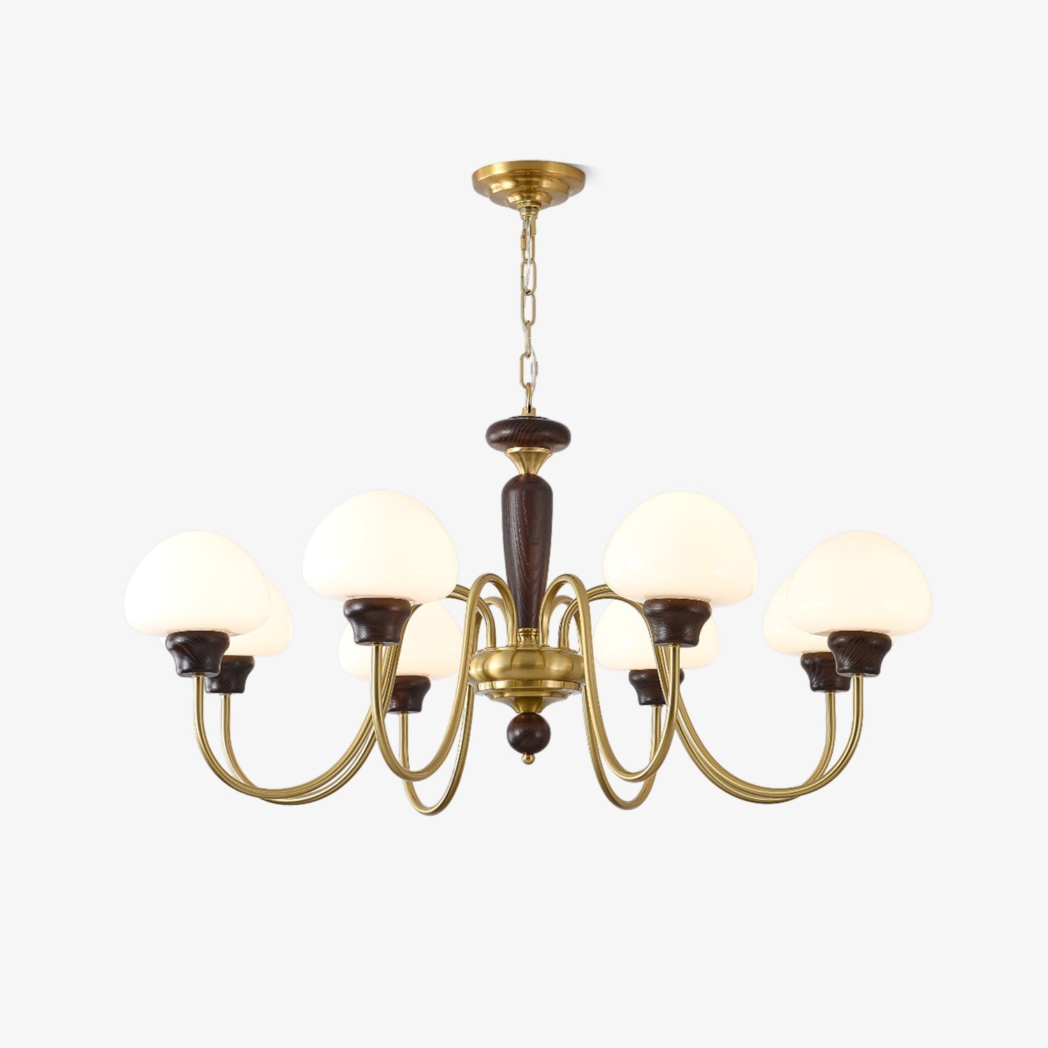 Lustra Chandelier Brass Wood Mushroom Classic - Letslighting