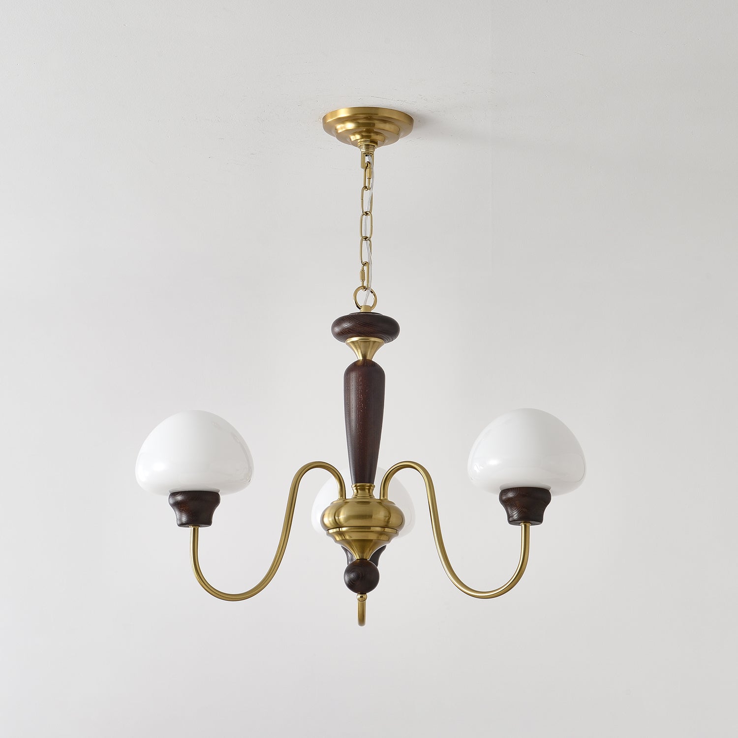 Lustra Chandelier Brass Wood Mushroom Classic - Letslighting
