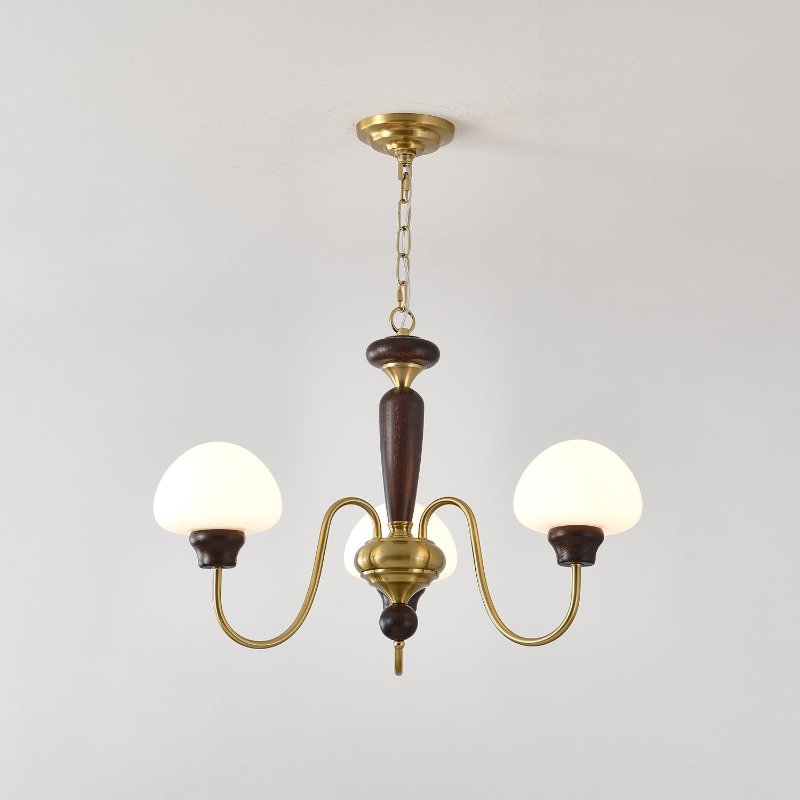 Lustra Chandelier Brass Wood Mushroom Classic - Letslighting