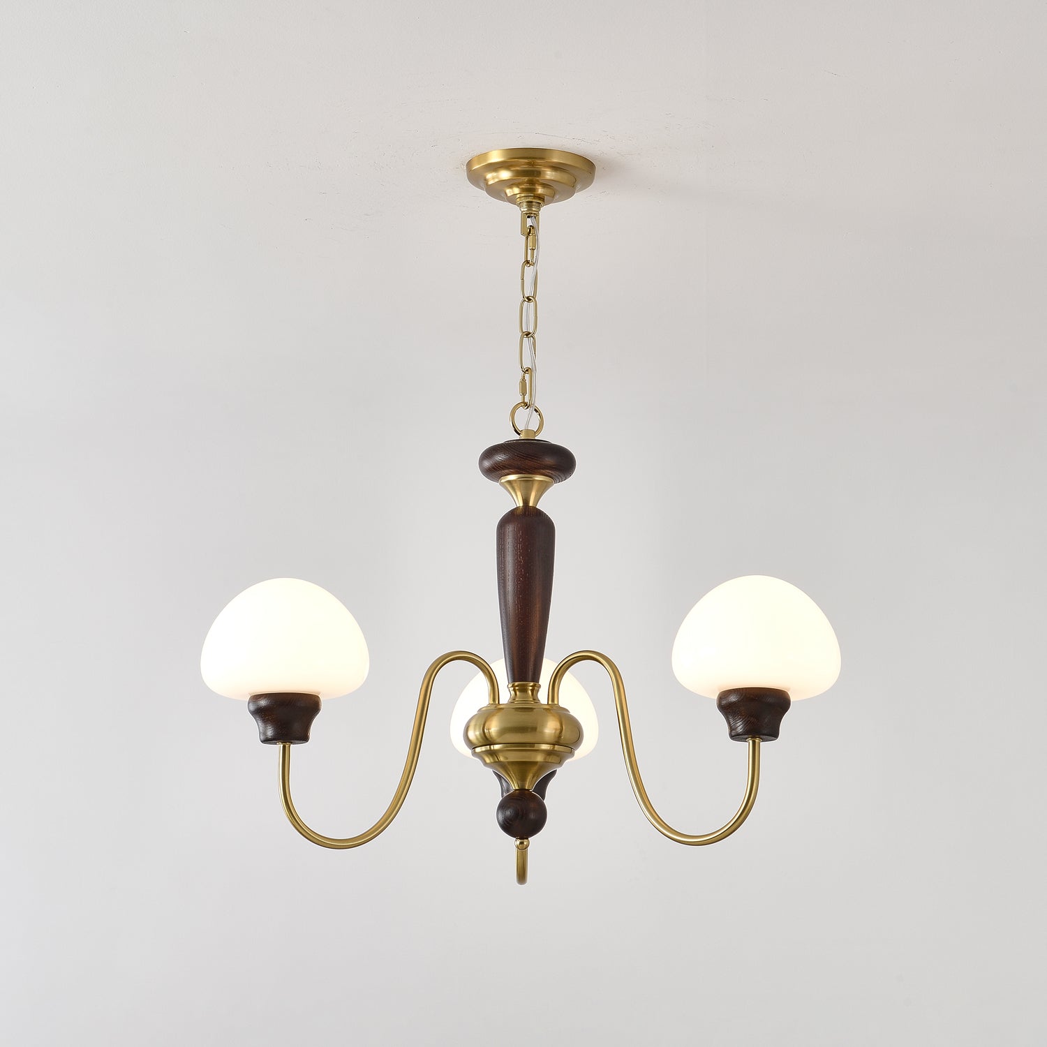 Lustra Chandelier Brass Wood Mushroom Classic - Letslighting