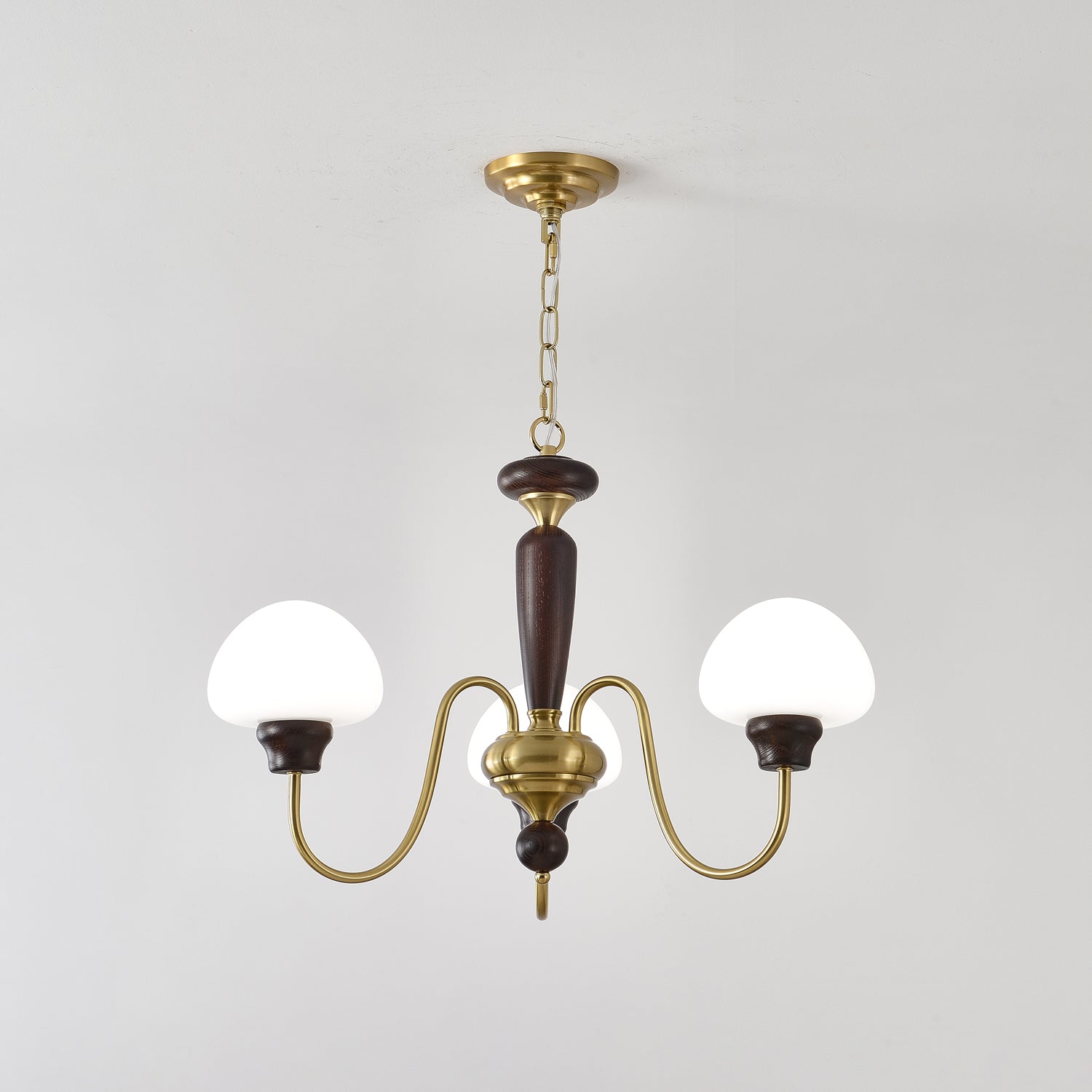 Lustra Chandelier Brass Wood Mushroom Classic - Letslighting