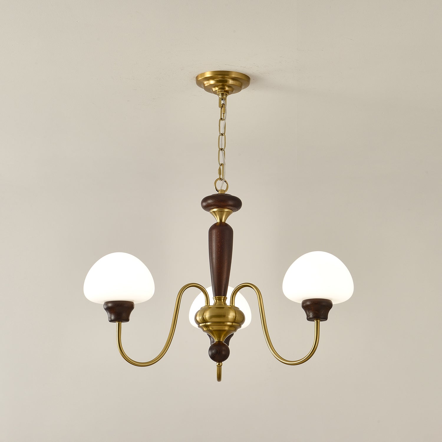Lustra Chandelier Brass Wood Mushroom Classic - Letslighting