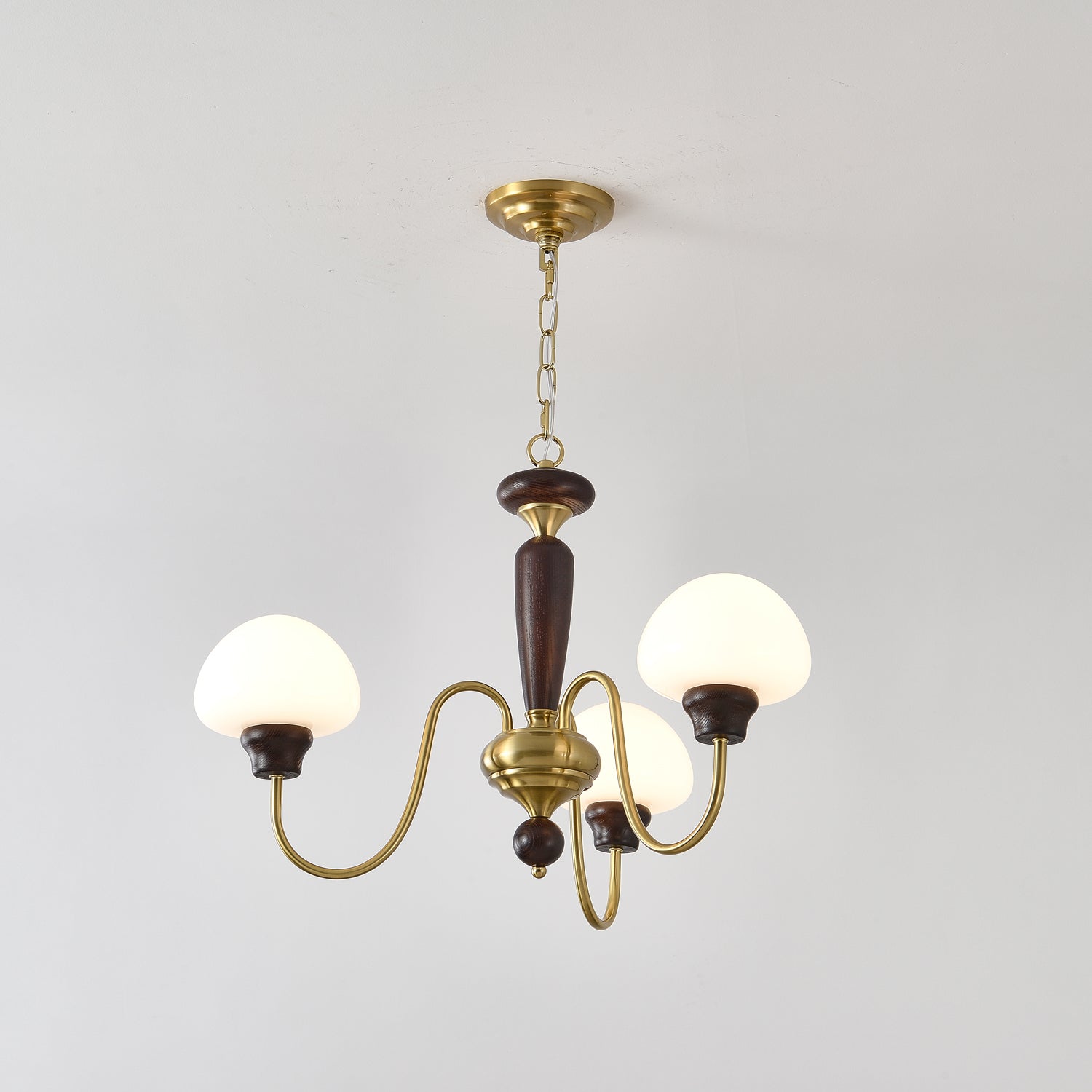 Lustra Chandelier Brass Wood Mushroom Classic - Letslighting