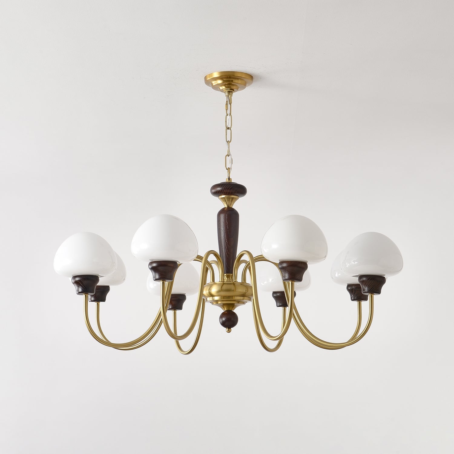 Lustra Chandelier Brass Wood Mushroom Classic - Letslighting