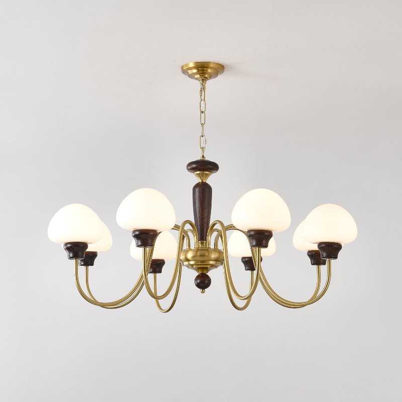 Lustra Chandelier Brass Wood Mushroom Classic - Letslighting
