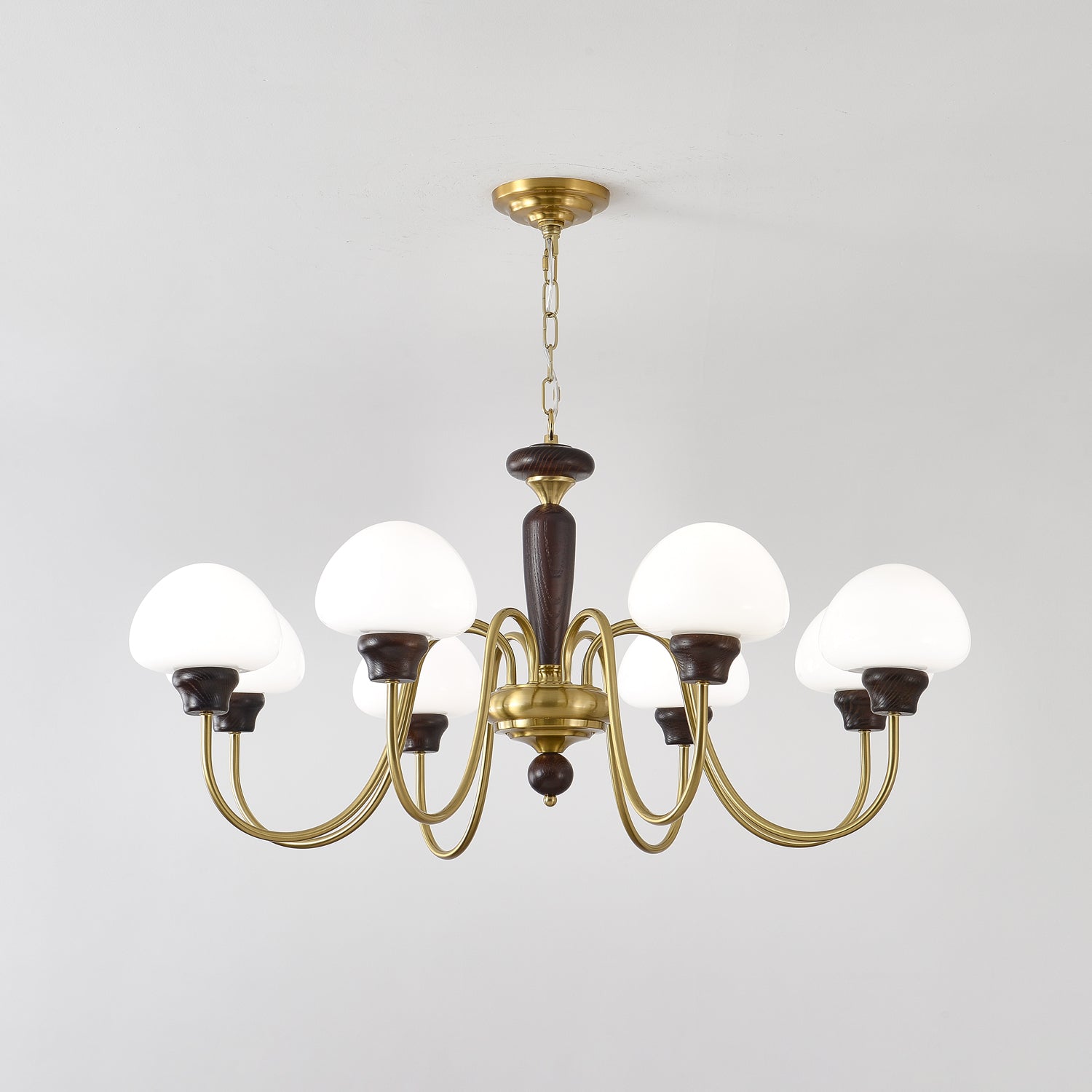 Lustra Chandelier Brass Wood Mushroom Classic - Letslighting