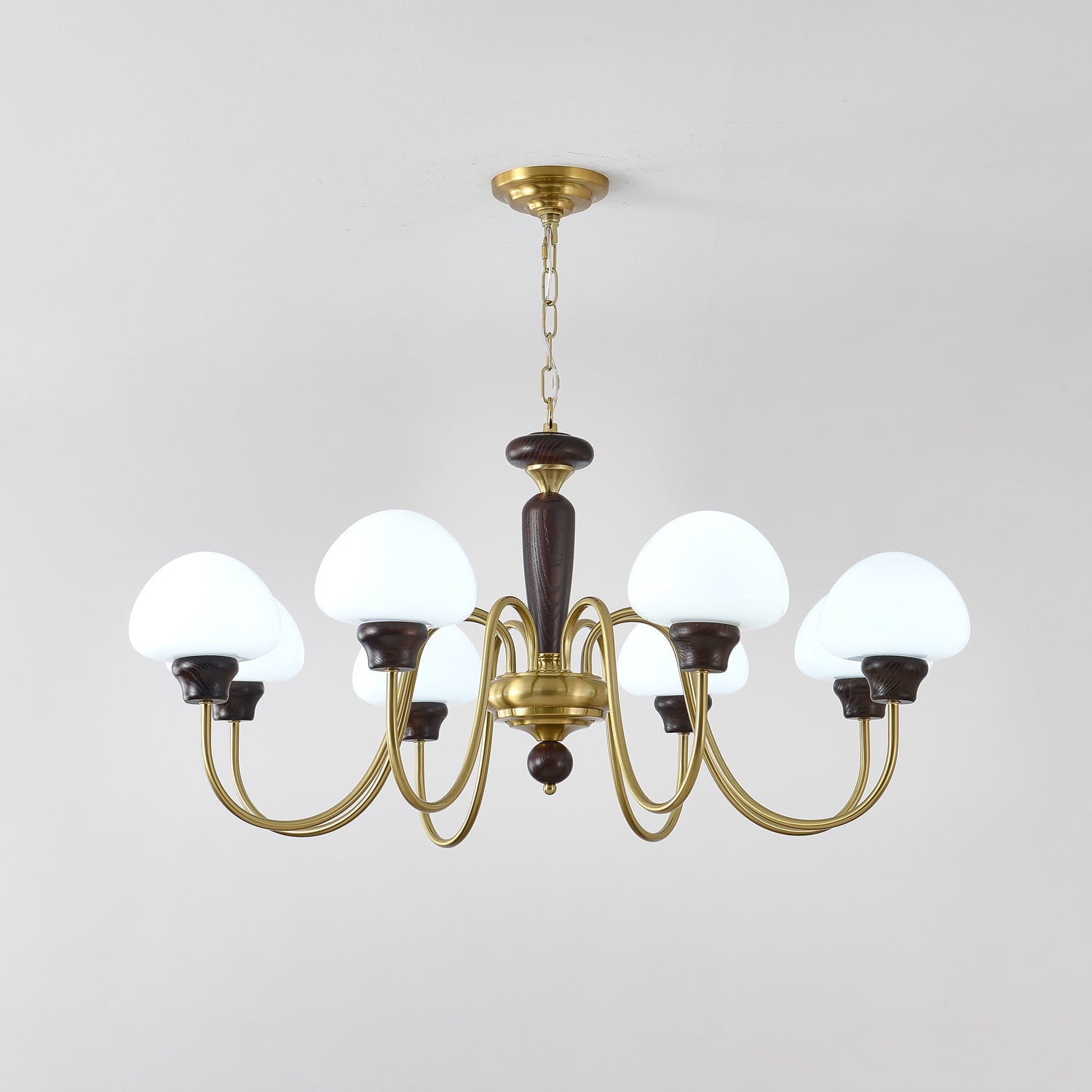 Lustra Chandelier Brass Wood Mushroom Classic - Letslighting