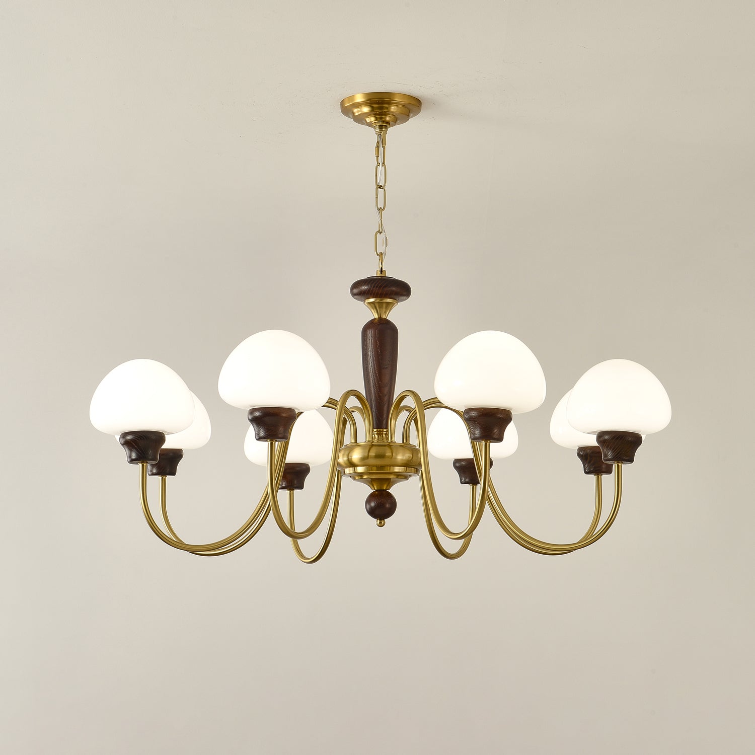 Lustra Chandelier Brass Wood Mushroom Classic - Letslighting