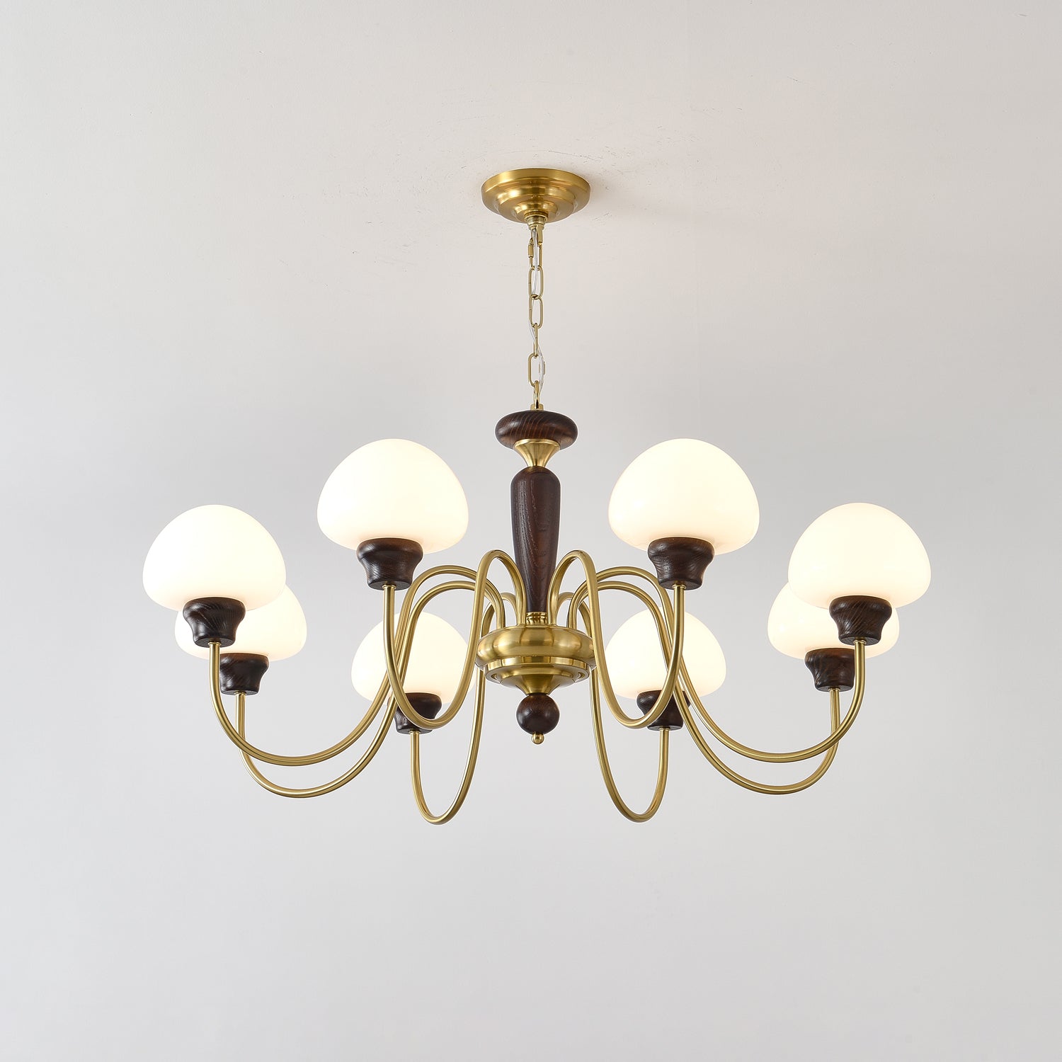 Lustra Chandelier Brass Wood Mushroom Classic - Letslighting