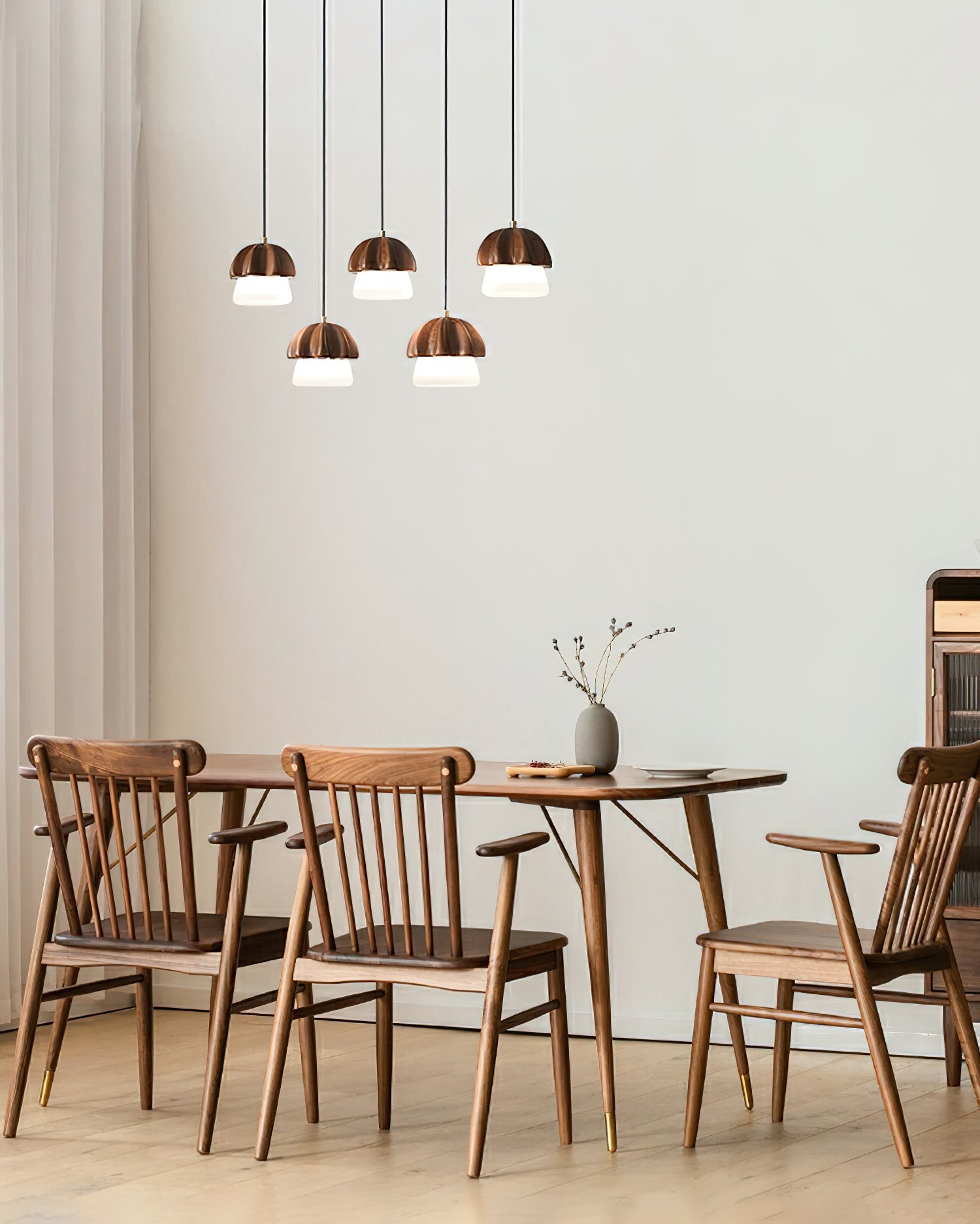 Lustra Pendant Lamp Mushroom Cluster Wood & Glass - Letslighting