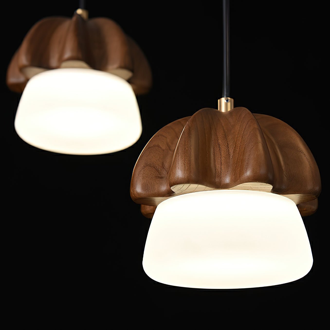Lustra Pendant Lamp Mushroom Cluster Wood & Glass - Letslighting