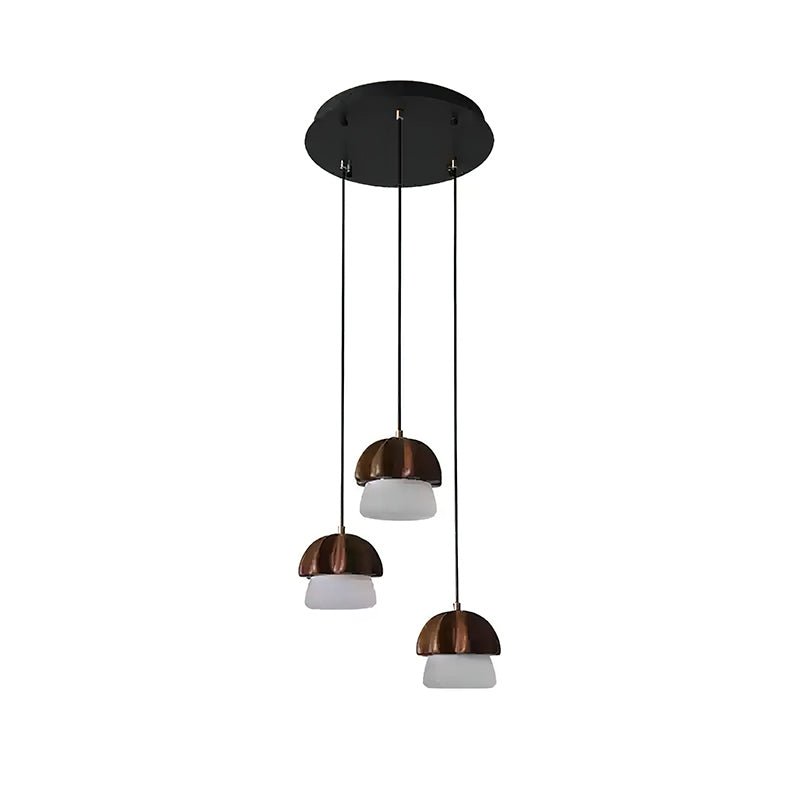 Lustra Pendant Lamp Mushroom Cluster Wood & Glass - Letslighting