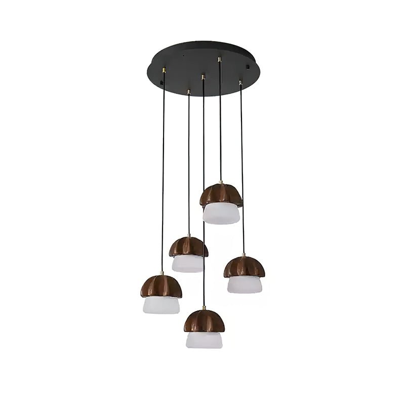 Lustra Pendant Lamp Mushroom Cluster Wood & Glass - Letslighting