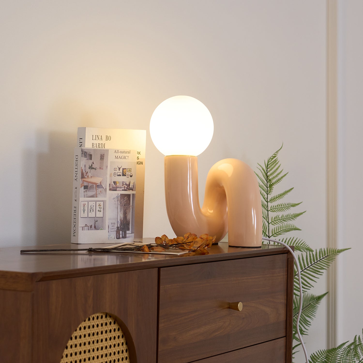 Table Lamp Playful N Shape All White - Letslighting