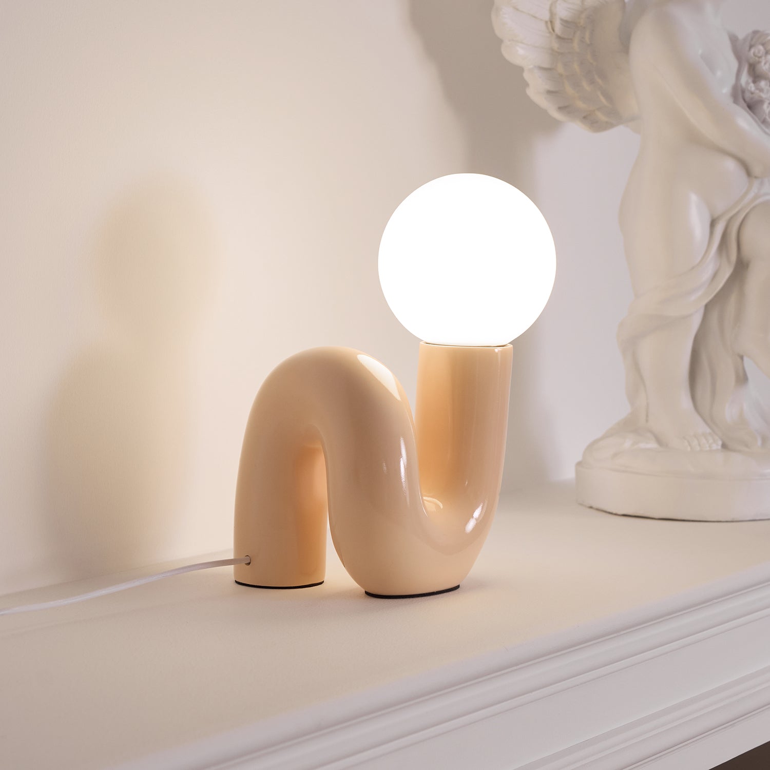 Table Lamp Playful N Shape All White - Letslighting
