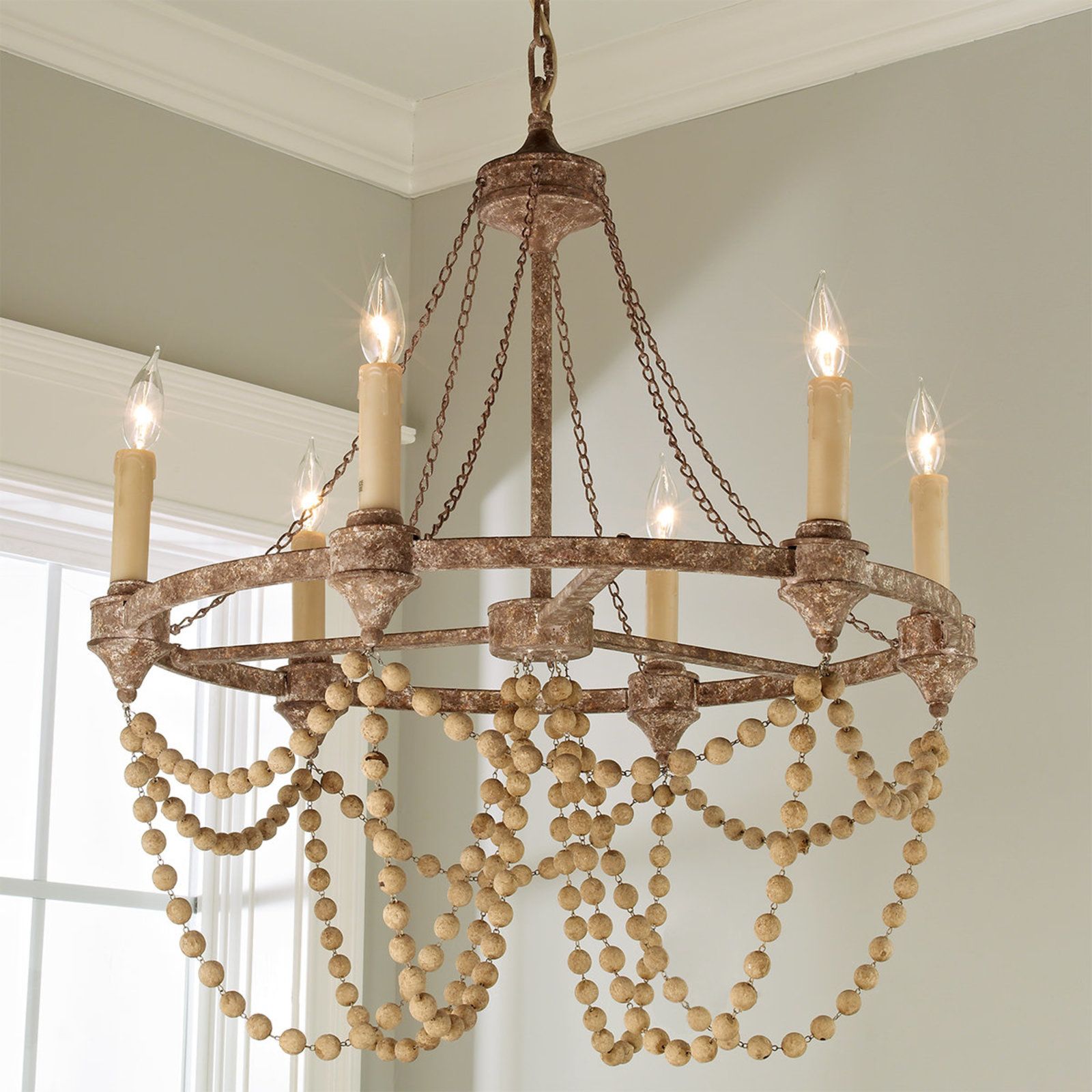 Eurnoros Vintage Industrial Wooden Chandelier - Letslighting