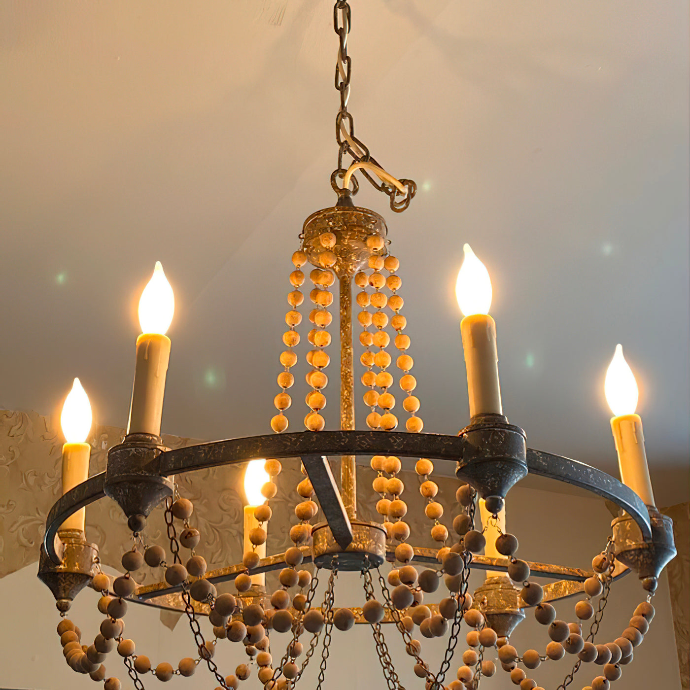 Eurnoros Vintage Industrial Wooden Chandelier - Letslighting