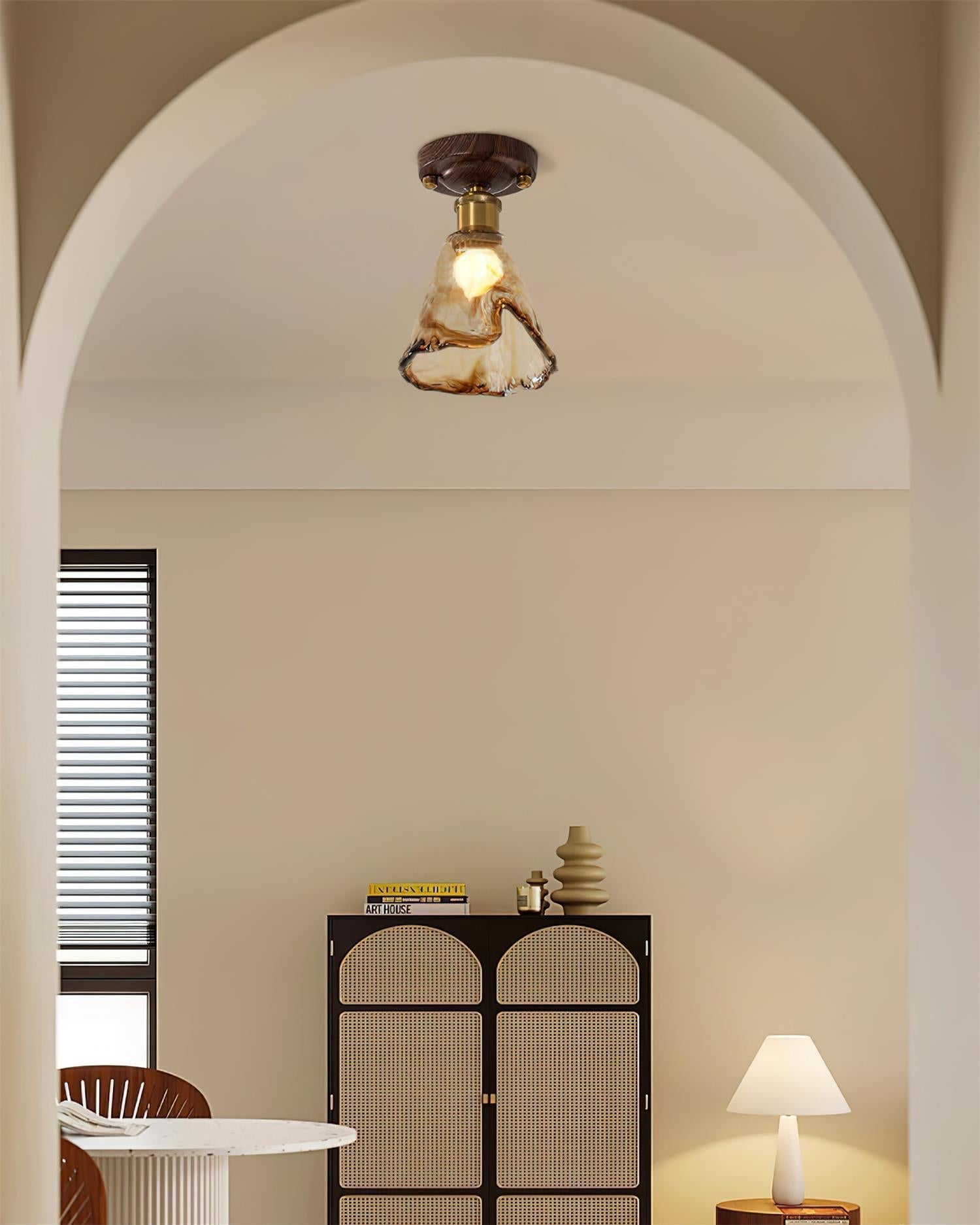 Velimo Amber Glass Flush Mount Ceiling Light - Letslighting