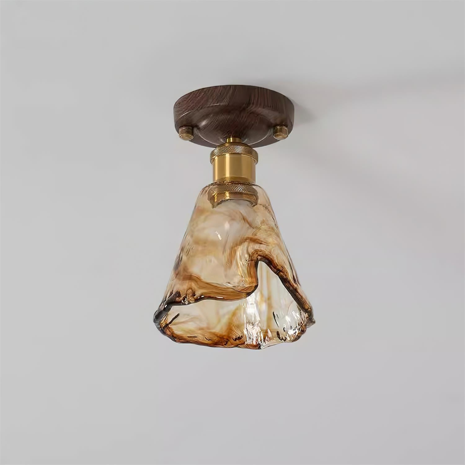 Velimo Amber Glass Flush Mount Ceiling Light - Letslighting