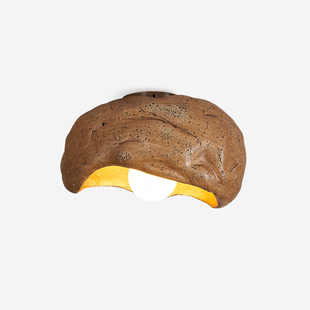 Nami Ceiling Lamp Sculpted Travertine Rock Texture Rustic - Letslighting