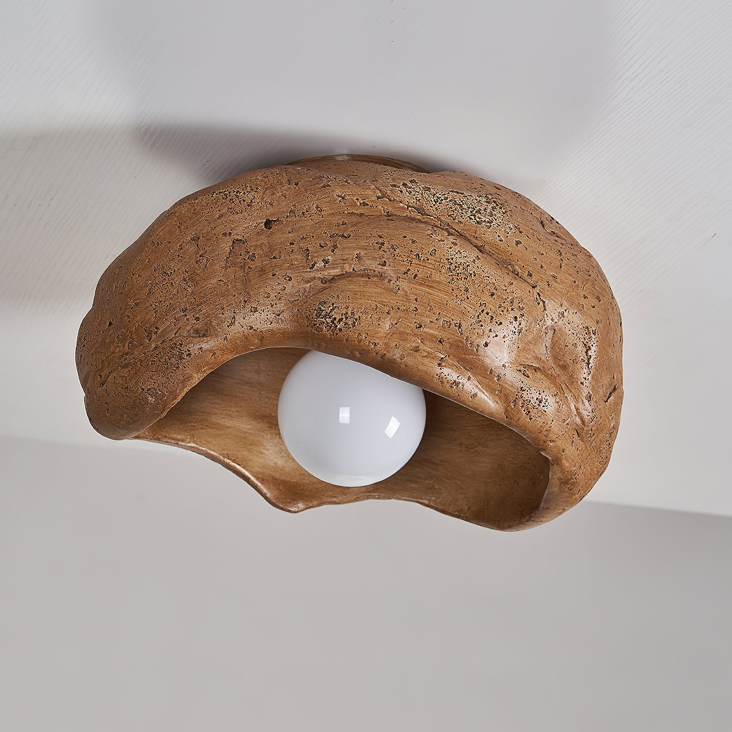 Nami Ceiling Lamp Sculpted Travertine Rock Texture Rustic - Letslighting