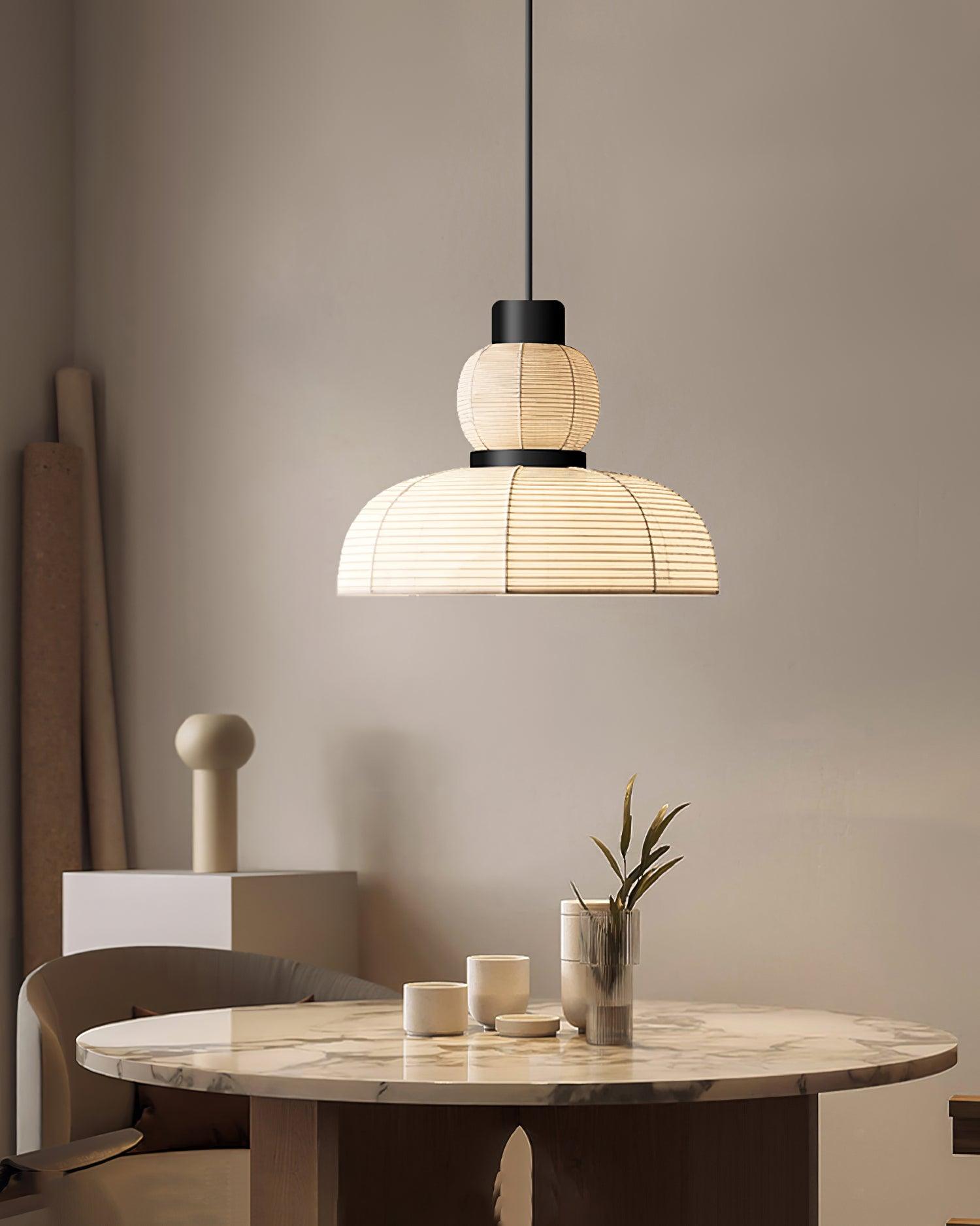 Pendant Lamp White Fabric Shade Black Cable Gentle Ambient Glow - Letslighting