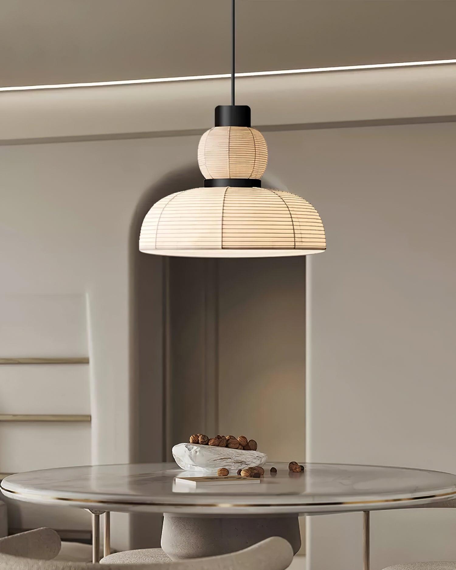 Pendant Lamp White Fabric Shade Black Cable Gentle Ambient Glow - Letslighting