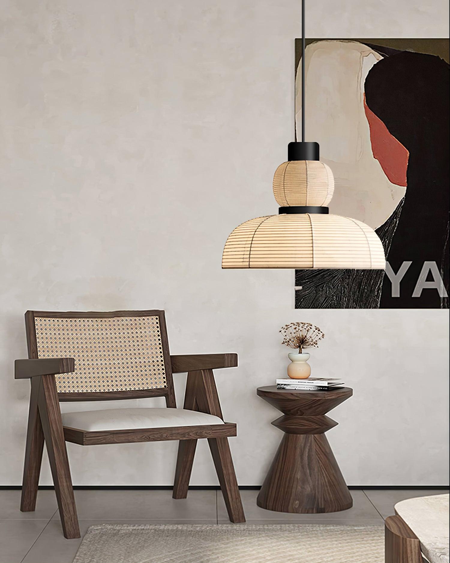 Pendant Lamp White Fabric Shade Black Cable Gentle Ambient Glow - Letslighting