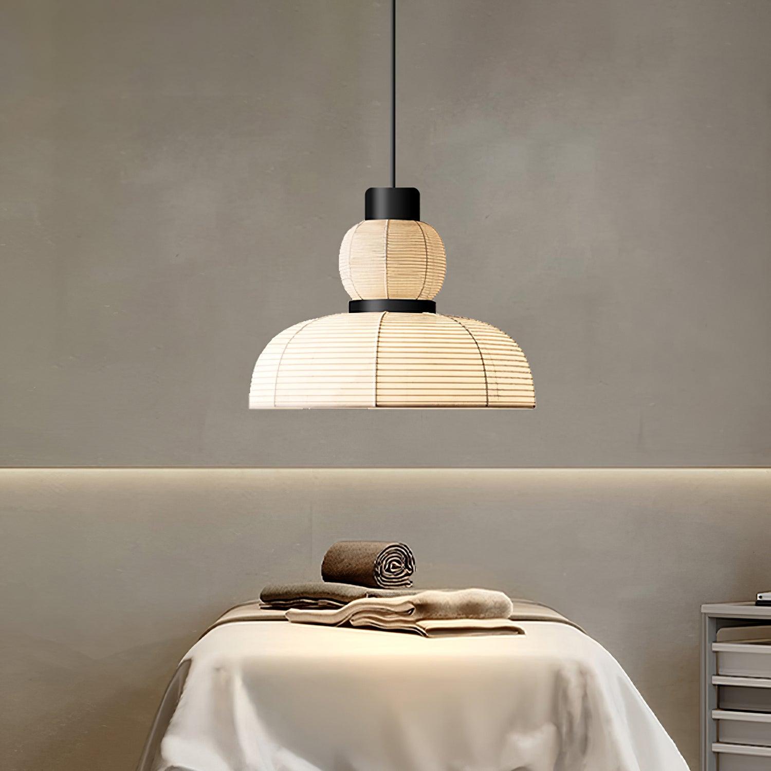 Pendant Lamp White Fabric Shade Black Cable Gentle Ambient Glow - Letslighting