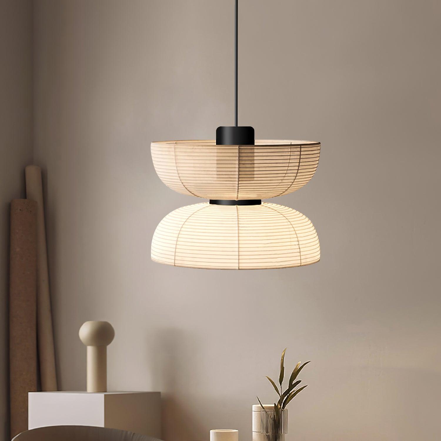Pendant Lamp White Fabric Shade Black Cable Gentle Ambient Glow - Letslighting