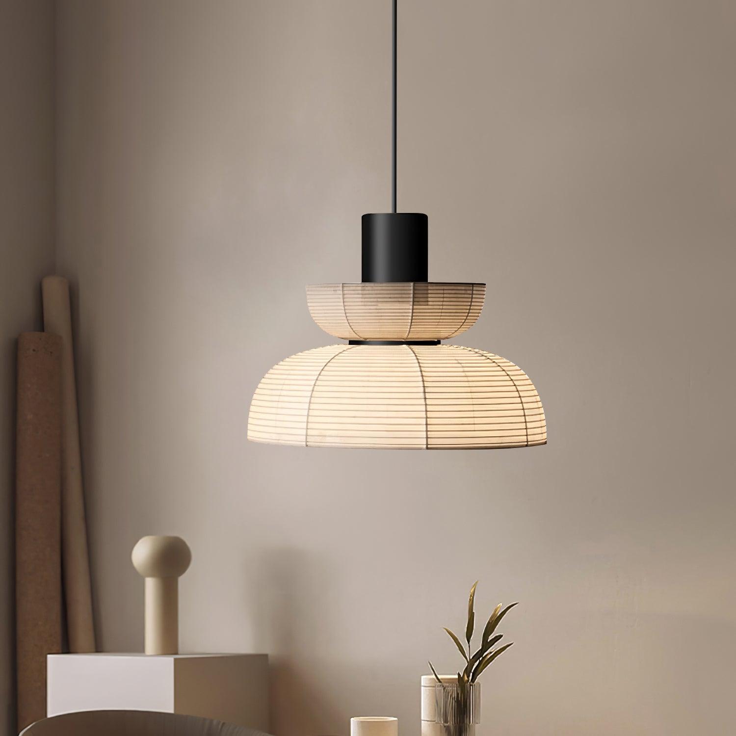 Pendant Lamp White Fabric Shade Black Cable Gentle Ambient Glow - Letslighting