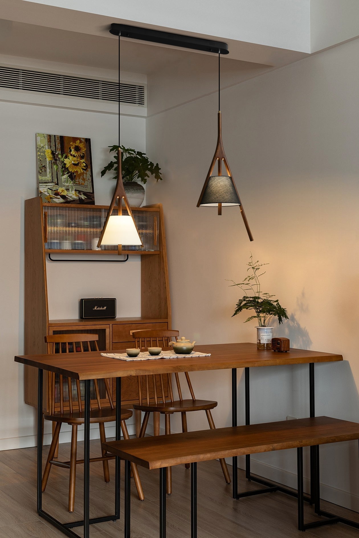 Zovenarae Triangular Wood Pendant Light - Letslighting