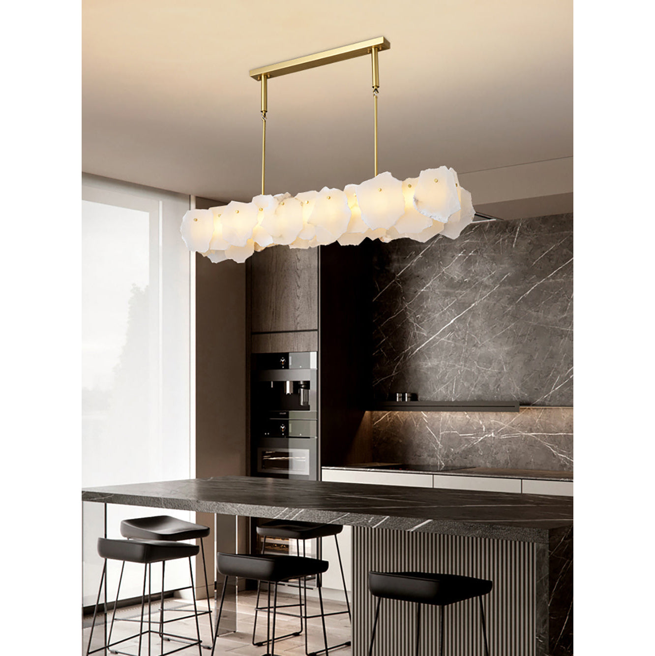Catala Modern Minimalist Brass Alabaster Chandelier - Letslighting