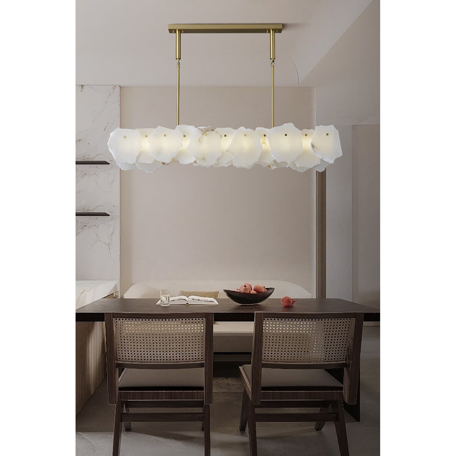 Catala Modern Minimalist Brass Alabaster Chandelier - Letslighting