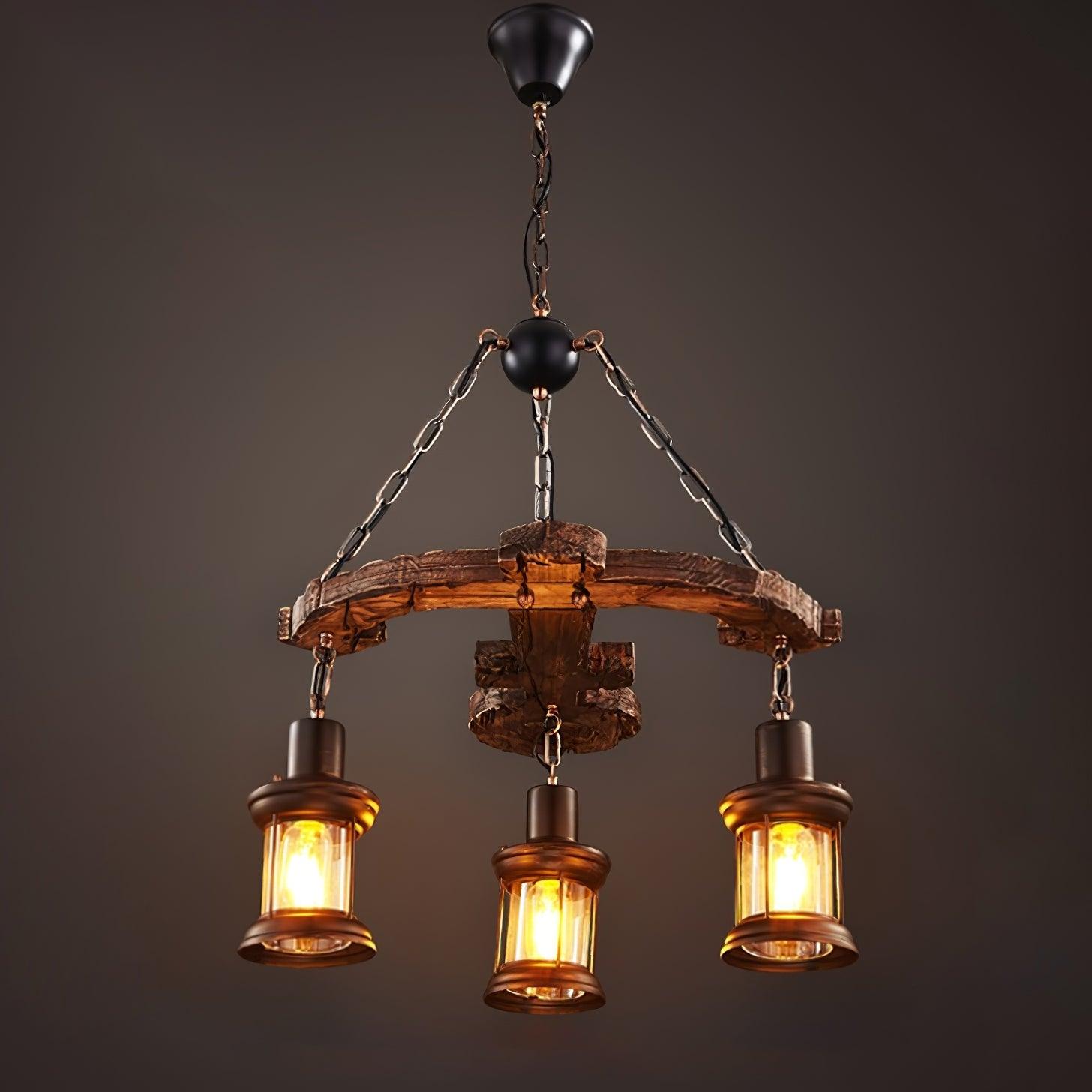 Aurzorir Vintage Wood Chandelier